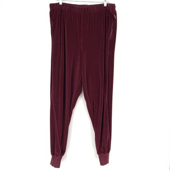 Good American Twisted Seam Velour Jogger Pants High Waisted Burgundy‎ - Picture 1 of 8
